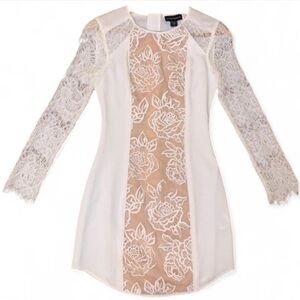 Stylestalker White Lace Floral Crochet Mini Dress